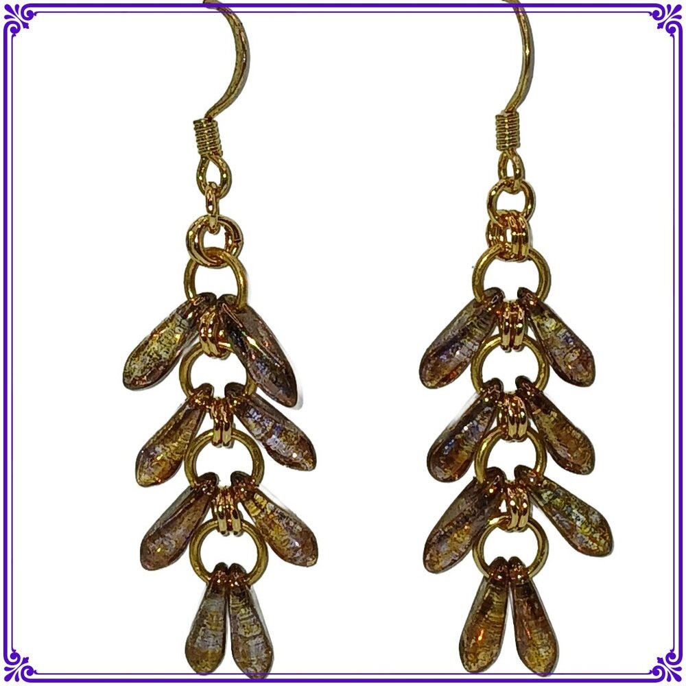 Two Pair of Glass Beaded Dangle Earrings, Handcrafted Earrings